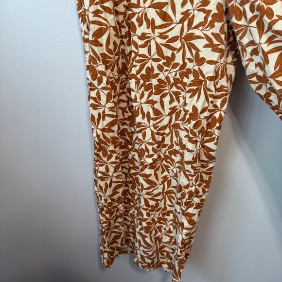 Eloquii Womens Plus Size 20 Wide Leg Pants Brown Tan Leaf Print Pull-On Style - Picture 6 of 7